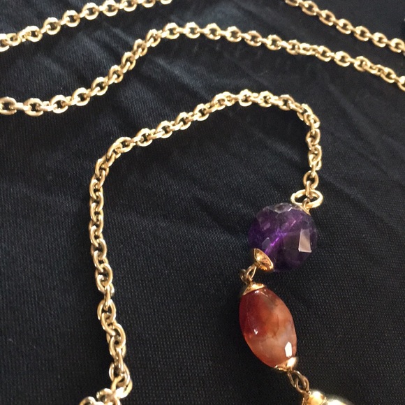 🆕 large stone/pearl necklace in gold tone - Picture 3 of 3
